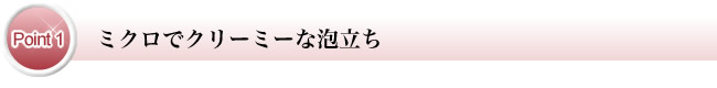 Point1 ミクロでクリーミーな泡立ち